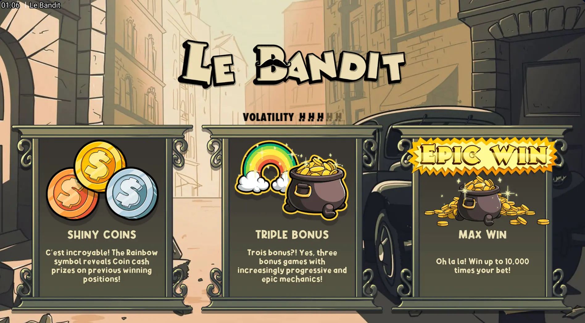 Le Bandit графика слота